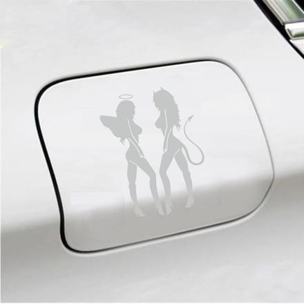 Bumpersticker - Engeltjes - 14 X 10 - Licht Grijs