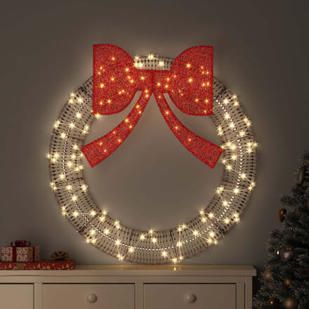 vidaXL Krans Warmwit 90 x 90 x 9 cm PET 80 LED's