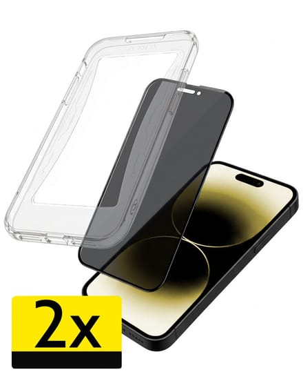Anti-Spy Screenprotector - Geschikt voor Apple iPhone 14 Pro Max - 2 Stuks - Met Installatie Kit - Flexibel Glas - Privacy Beschermglas - Tempered Glass - Screen Protector