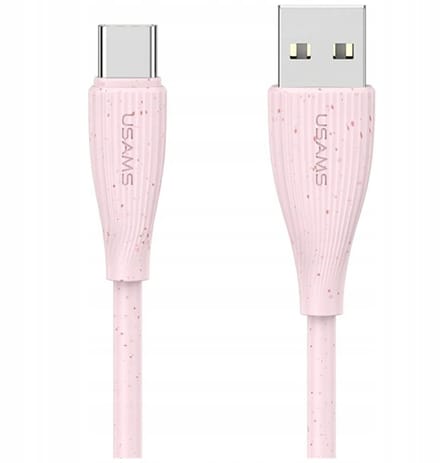 USAMS Green Series - USB-A naar USB-C Kabel - 18W - 3A - 1m - Roze