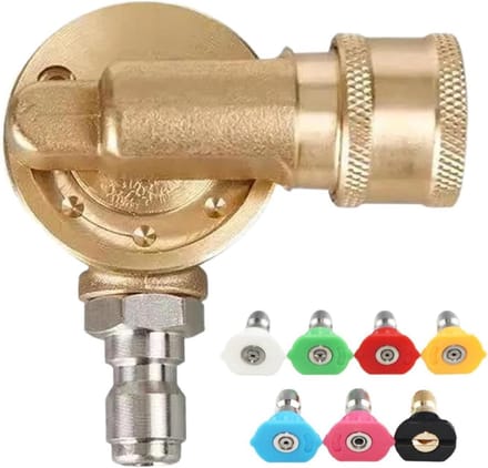 Hogedrukreiniger Snelkoppelingsset - Adapter Koppeling - Grondig Reinigen - 7 Sproeipatronen - 9.5 cm - Goud