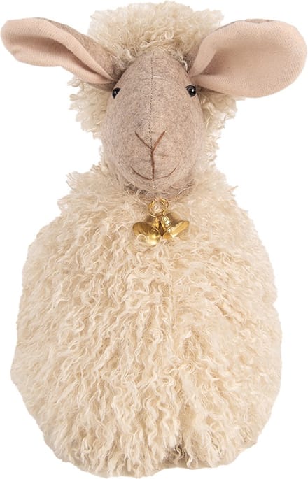 Clayre & Eef Deurstopper Schaap 20x21x28 cm Beige Synthetisch