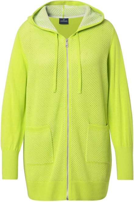 Laurasøn - Dames - Vest met rits capuchon lange mouw - Limoengroen - Maat 48+
