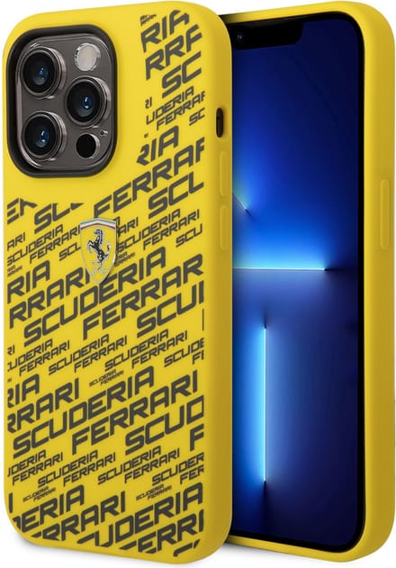 Ferrari Back cover - iPhone 14 Pro - Geel - Schokabsorberend - Sportief design