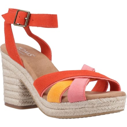 TOMS Majorca Strappy Leder Dames Sandalen in Vlamkleur