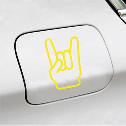 Bumpersticker - Rock N Roll - 13,5 X 8,9 - Geel