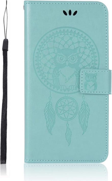 Shop4 - Asus Zenfone Max Pro (M2) Hoesje - Wallet Case Dromenvanger Uil Mint Groen