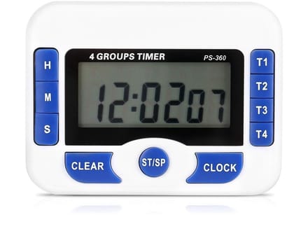 Allecto - Digitale Keuken Timer - Multifunctionele 4 Kanaals Timer - LCD Display - Wit en Blauw - Keuken Timer - Geschikt voor Koken - Kleur A