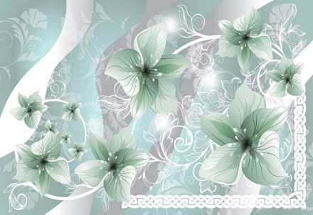 Fotobehang Flowers Floral Pattern | XXL - 312cm x 219cm | 130g/m2 Vlies