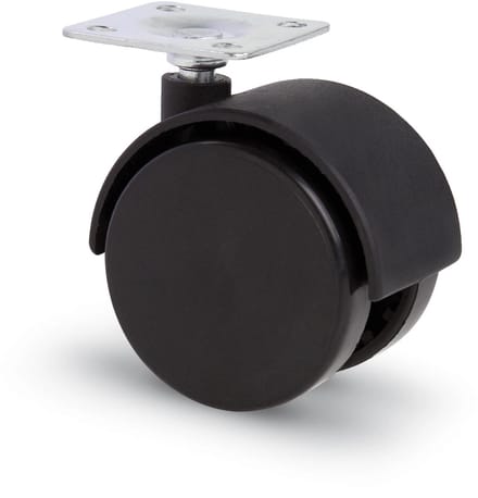 Meubelwiel met kap 40mm Nylon dubbel hard met plaat 38x38mm