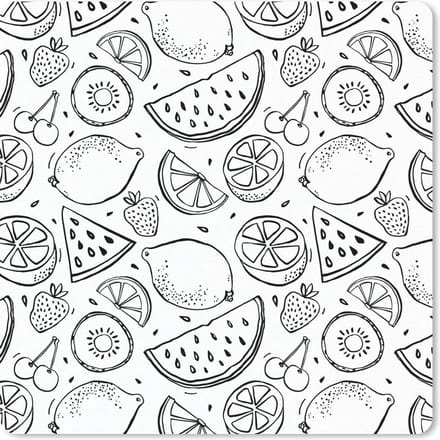 Muismat 20x20 cm - Mousepad Citroen - Kersen - Zwart - Wit - Muismatten