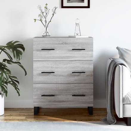 vidaXL - Dressoir - 69,5x34x90 - cm - bewerkt - hout - grijs - sonoma - eikenkleurig