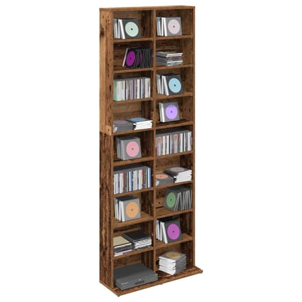 vidaXL - CD - Kast - Oud - hout - 65 - x - 23,5 - x - 175 - cm - Bewerkt - hout