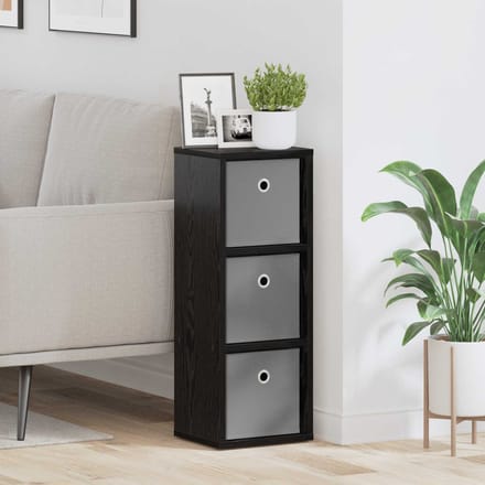 vidaXL - Dressoir - met - lade - Zwart - Eiken - 25,5 - x - 22 - x - 69,5 - cm