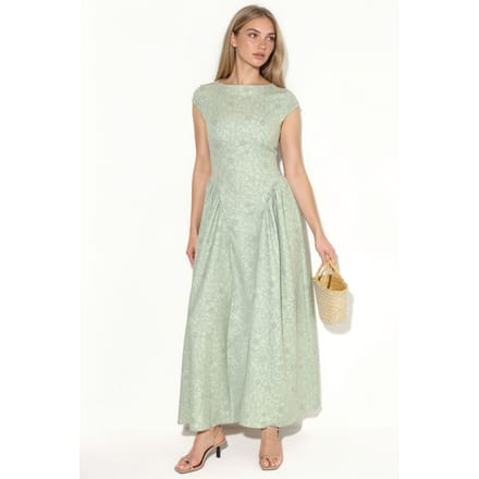 Bootneck Bloemmotief Jacquard Maxi Jurk