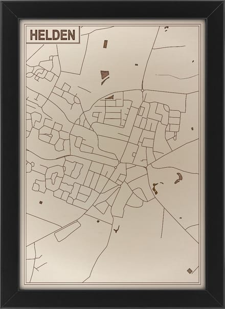 Houten stadskaart van Helden