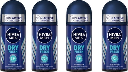 NIVEA MEN Deo Roller - Dry Fresh - 4 x 50 ml