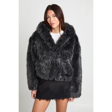 boohoo Dames Korte bontjas | Grey | Maat: 14
