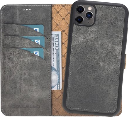 Bouletta iPhone 11 Pro Max compatibel leren uitneembare hoesje - Marble Grey