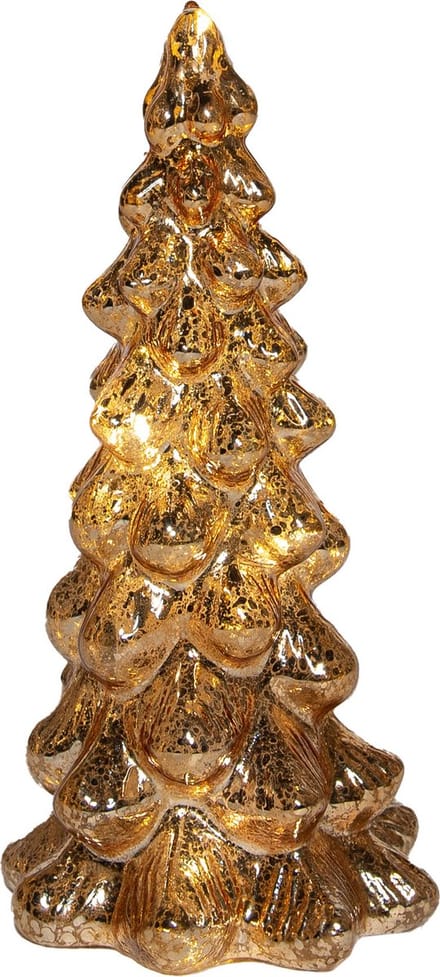 Anna's Collection Kerstboom beeldje - goud - met LED licht - H20 cm - glas - decoratie