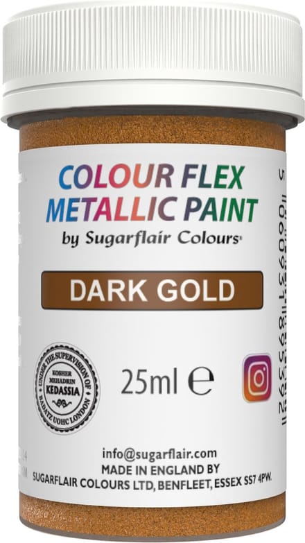 Sugarflair Edible Metallic Paint Donkergoud 25g