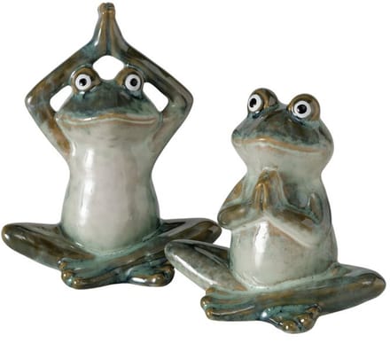 Boltze - Decoratieve beeldjes - Kikkers - Set van 2 - Zen- Kalmte - Keramiek - 14x7.5cm - Origineel
