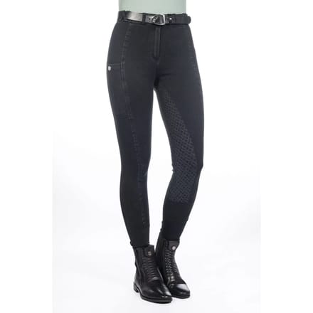 Siliconen full grip rijbroek dames HKM Harbour Island Denim