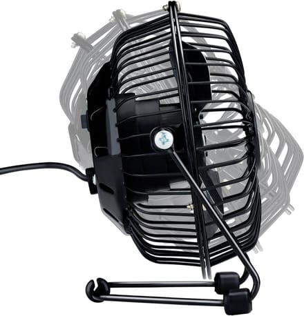 Lifetime Air USB Ventilator Metaal Ø13cm - Mini Ventilator Tafelventilator Zwart - Tafel Ventilator Bureau Ventilator Stil Kantelbaar - Incl. USB-Kabel 110cm