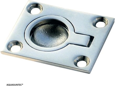RVS Luikring Rechthoek | 48×38×12 mm | Inbouw Greep RVS 316 Boot Luikgreep Hoogglans