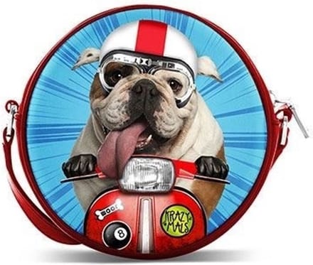 Karactermania - Krazymals Bulldog-Ronde Schoudertas - Handtas - Blauw