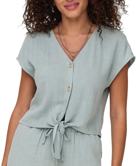 ONLY ONLSIESTA SS KNOT LIN BL SHIRT PNT NOOS Dames Blouse - Abyss