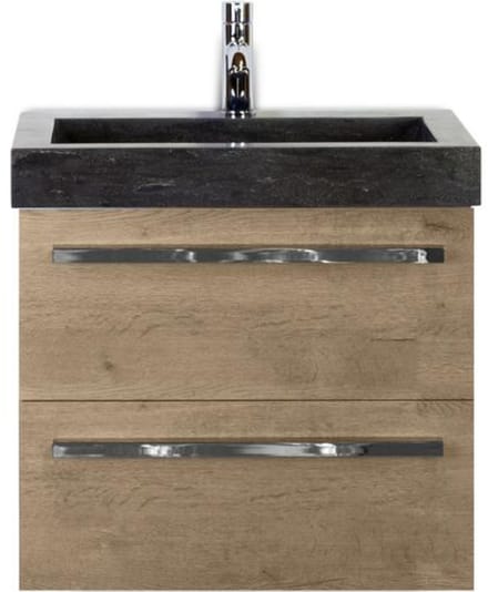 Seville Badmeubelset 60 cm - Natuur Eiken - Wastafel Hardsteen Wit Lucca