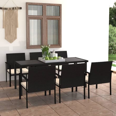 vidaXL - 7-delige - Tuinset - poly - rattan - zwart