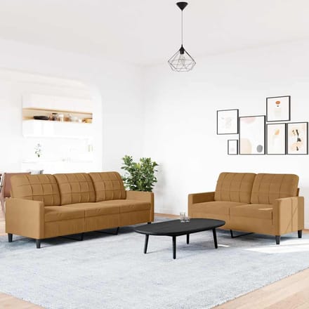 vidaXL - 2-delige - Loungeset - met - kussens - fluweel - bruin