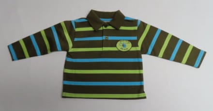 Polo met lange mouw - Jongens - Gestreept - Kaki - 6 maand 68