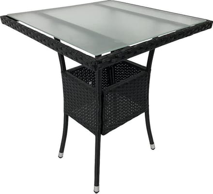 Bijzettafel - tuintafel - Eucalyptus -46x46 cm poly rattan + glasplaat