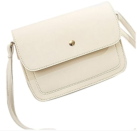 Damesmode Schoudertas Effen Patroon Knoopsluiting Handtas - Multifunctionele Crossbody Tas Portemonnee Jonge Dame Dagelijkse Tas - Wit