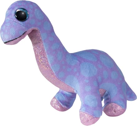 Lumo Stars knuffel dino Brontosaur paars 15cm pluche speelgoed.