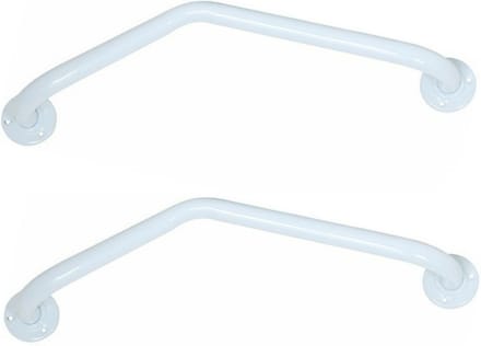 MSV Badkamer/douche wand/muur hoekbeugel handgreep - 2x - rvs metaal - wit - 54 cm - Extra houvast