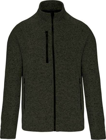 Kariban Heather herenvest met rits K9106 - Dark Khaki Melange - M
