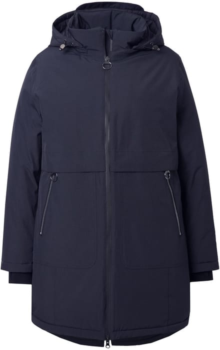 Ulla Popken - Dames - HYPRAR functionele mantel waterdicht capuchon - Zwart - Maat 46+
