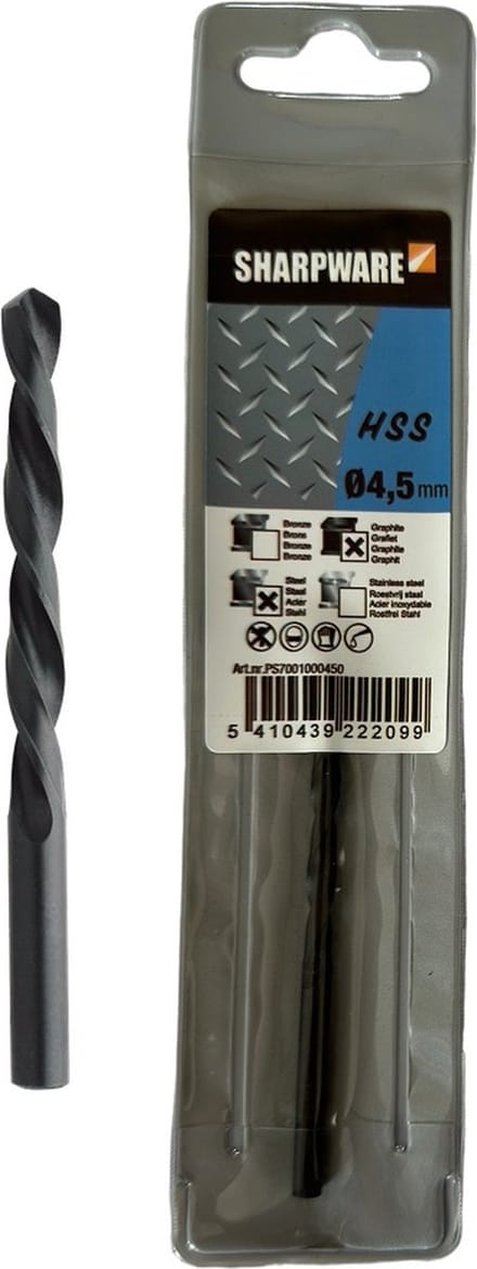 Sharpware metaalboren – metaalboor HSS DIN 338 - Ø 4,5 mm – per stuk