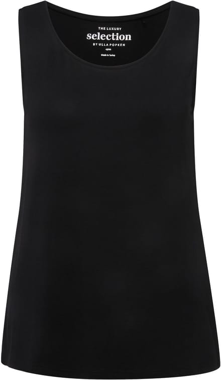 Ulla Popken - Dames - top stretch zijsplitten crêpe kwaliteit selection - Zwart - Maat 42+