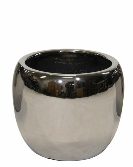 Mega Collections Bloempot Emperor Belly - rond - zilver - D20 x H19 cm - glans