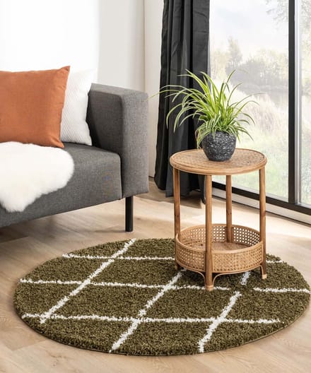 Rond berber vloerkleed - Habitat olijfgroen/wit 300