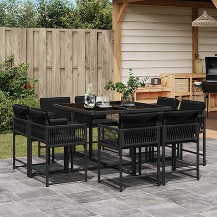 vidaXL - 9-delige - Tuinset - poly - rattan - zwart