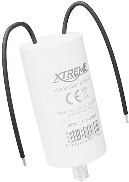 XTREME Motorcondensator 1µF 450V AC - Condensator met Kabels - Start/Bedrijf