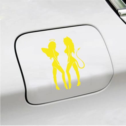 Bumpersticker - Engeltjes - 14 X 10 - Geel