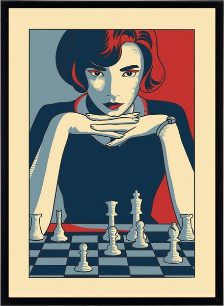 Poster Queen's Gambit - Schaken - Retro Art Print - 50x70 cm