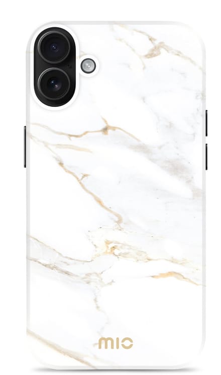 MIO by Mobilize Hoesje | Geschikt voor Apple iPhone 16 | Compatibel met MagSafe / Qi2 | Hard Shell Back Cover | White Marble